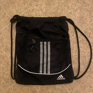 Adidas Black and White Drawstring Backpack